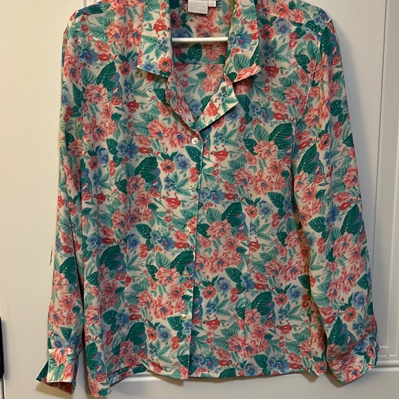 Unisex vintage floral blouse sz10 - Picture 2 of 6